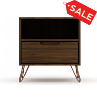 Manhattan Comfort 101GMC5 Rockefeller 1.0 Mid-Century- Modern Nightstand with 1-Drawer in Brown